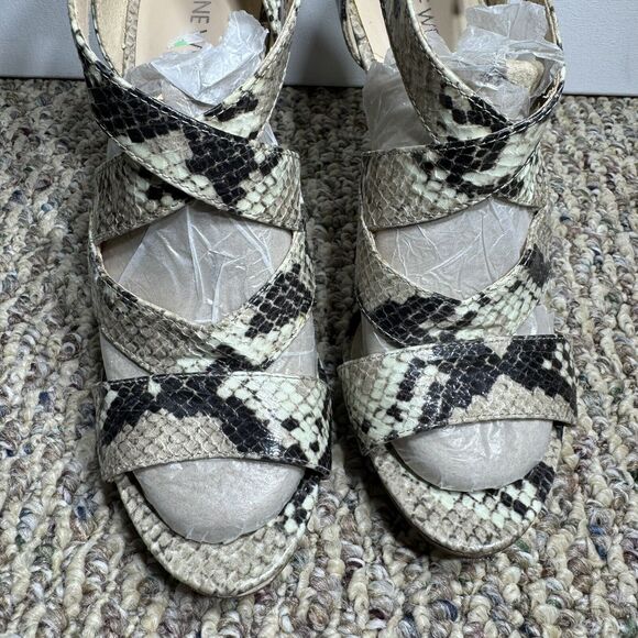 Nine West Womens’s Snakeskin Strappy Platform Sandal Heels Size 10 - Picture 3 of 12